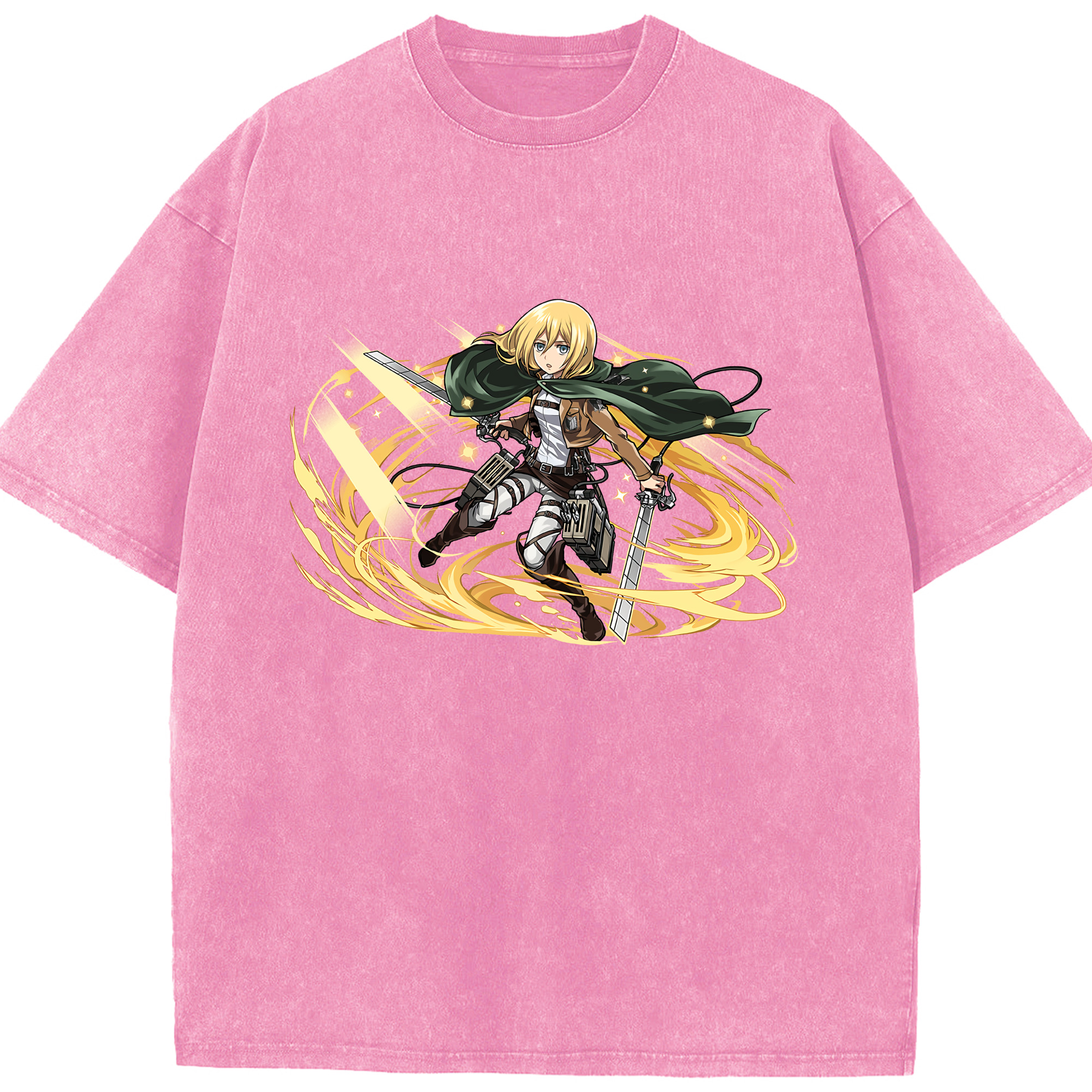 （画像用） 進撃の巨人 クリスタ·レンズ Attack on Titan Christa Lenz 綿100% ヴィンテージ風 半袖Tシャツ（フロントプリント）